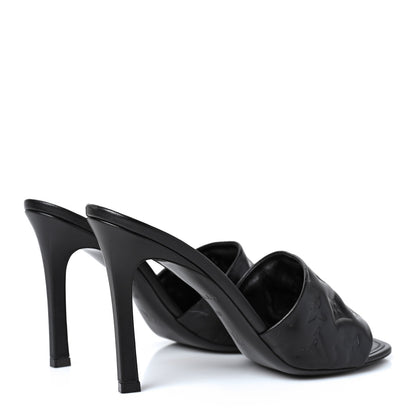 Louis Vuitton Lambskin Embossed Monogram Revival High Heel Mules 40 Black 4 of 8