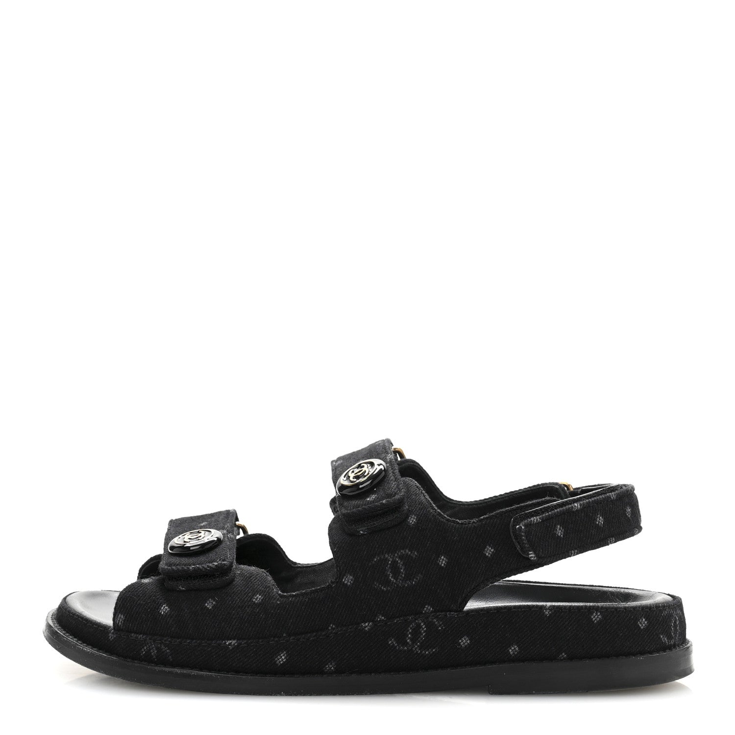 Chanel Denim Printed Dad Sandals 39 Black 1 of 12