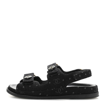 Chanel Denim Printed Dad Sandals 39 Black 1 of 12