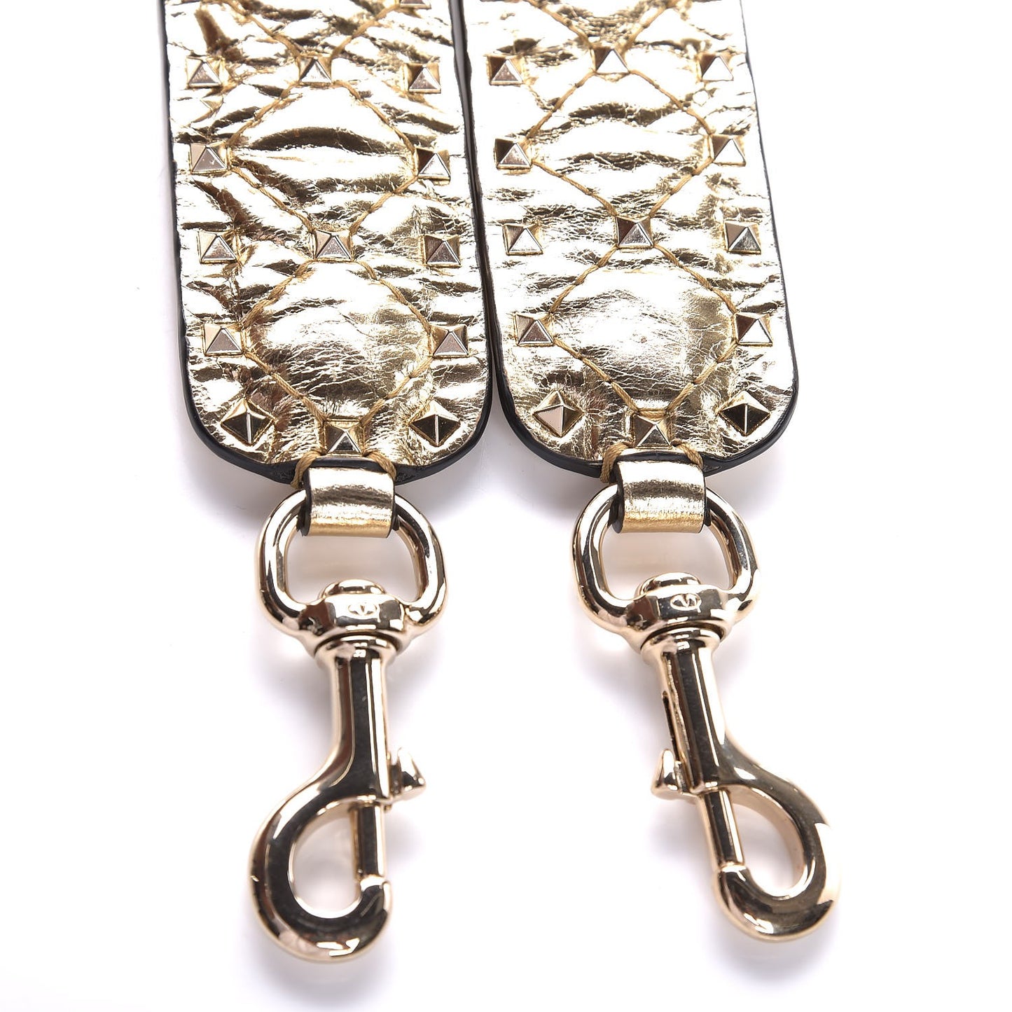 Metallic Wrinkled Lambskin Rockstud Spike Shoulder Strap Mekong