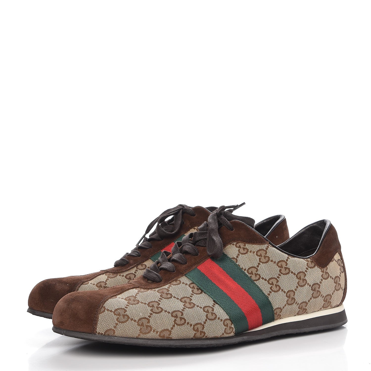Gucci GG Monogram Suede Vintage Web Mens Sneakers 12.5 Dark Chestnut 3 of 14