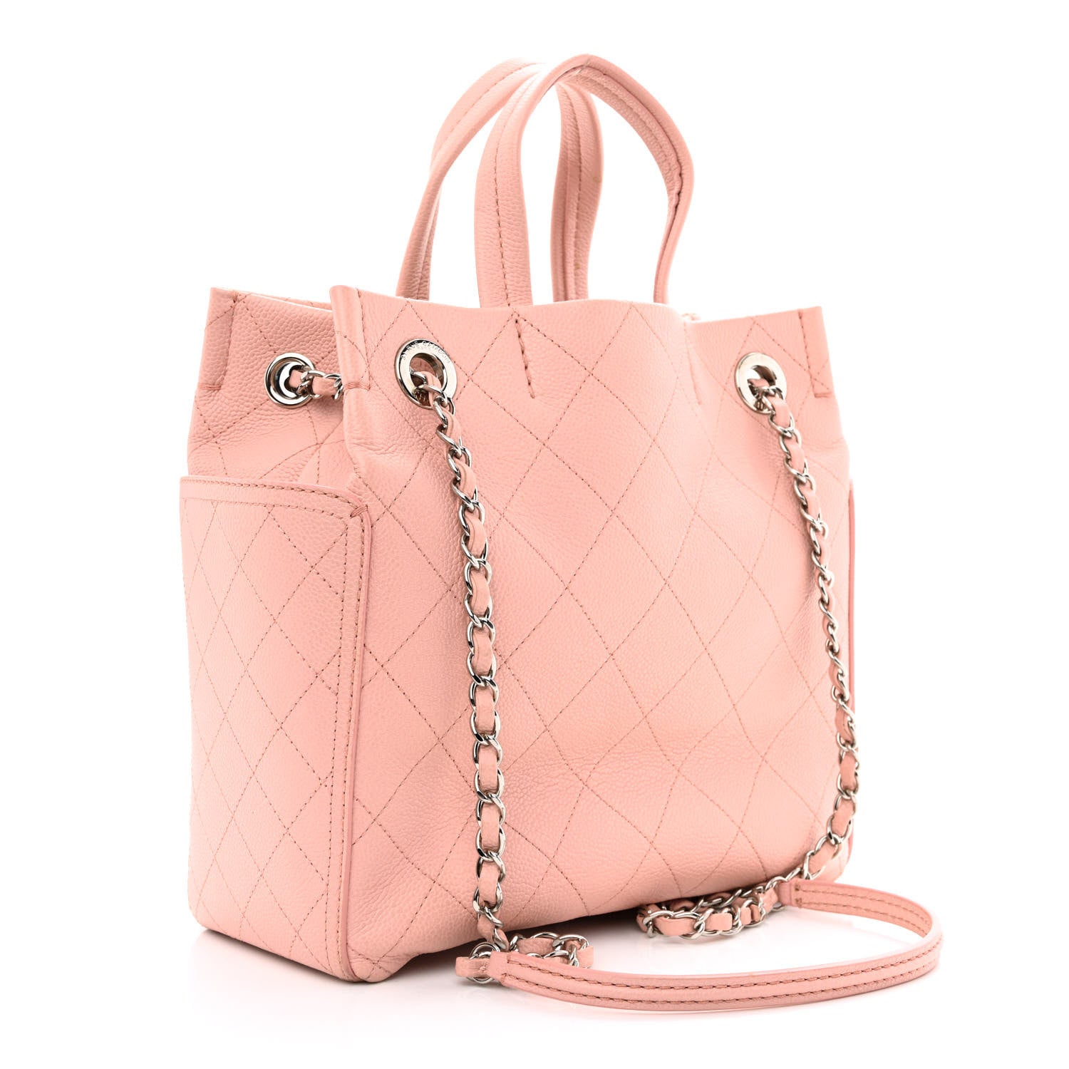 Chanel Grained Calfskin CC Pocket Tote Pink 3 of 12