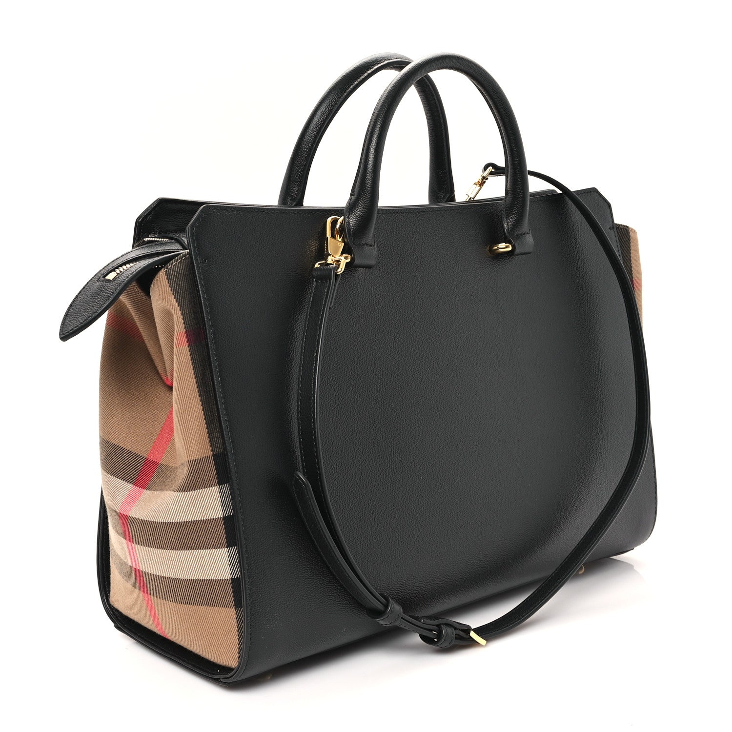 Burberry Calfskin Mega Check Medium Banwell Tote Black 3 of 10