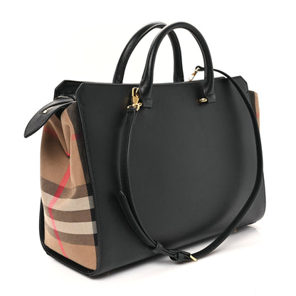Burberry Calfskin Mega Check Medium Banwell Tote Black 3 of 10
