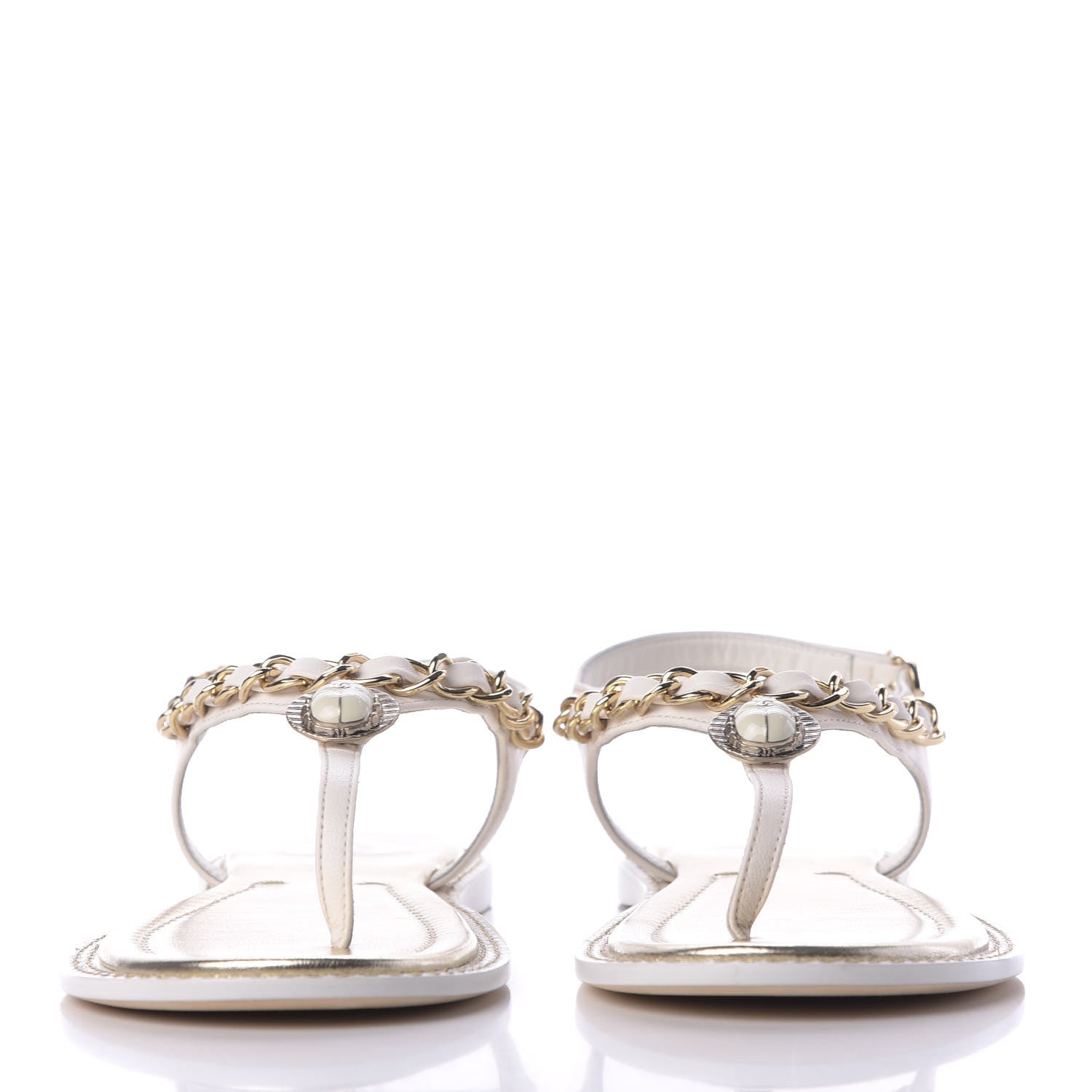 Chanel Lambskin Thong Sandals 36.5 White 2 of 10