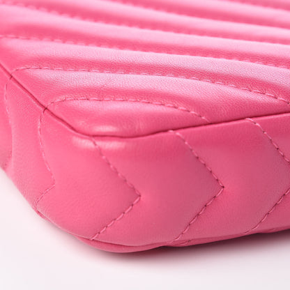 Chanel Lambskin Chevron Quilted Small Clutch With Chain Pink 5 of 13