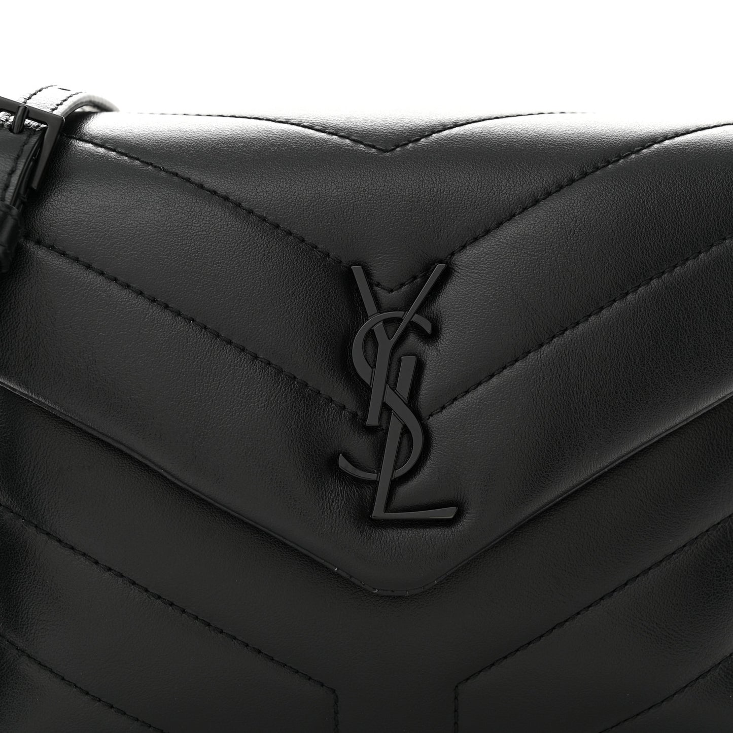 Calfskin Y Quilted Monogram Monochrome Toy Loulou Crossbody Bag Black