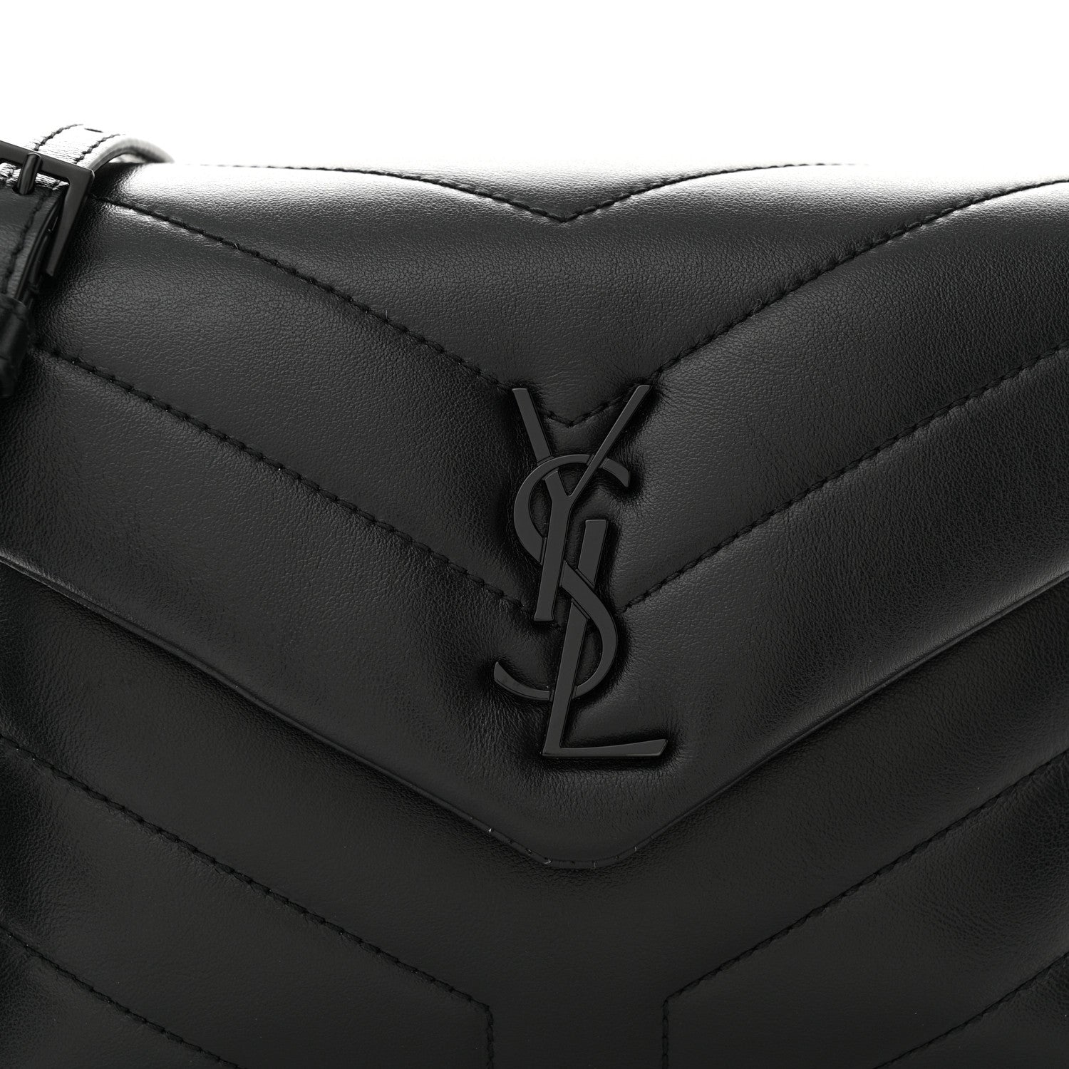 Saint Laurent Calfskin Y Quilted Monogram Monochrome Toy Loulou Crossbody Bag Black 8 of 11