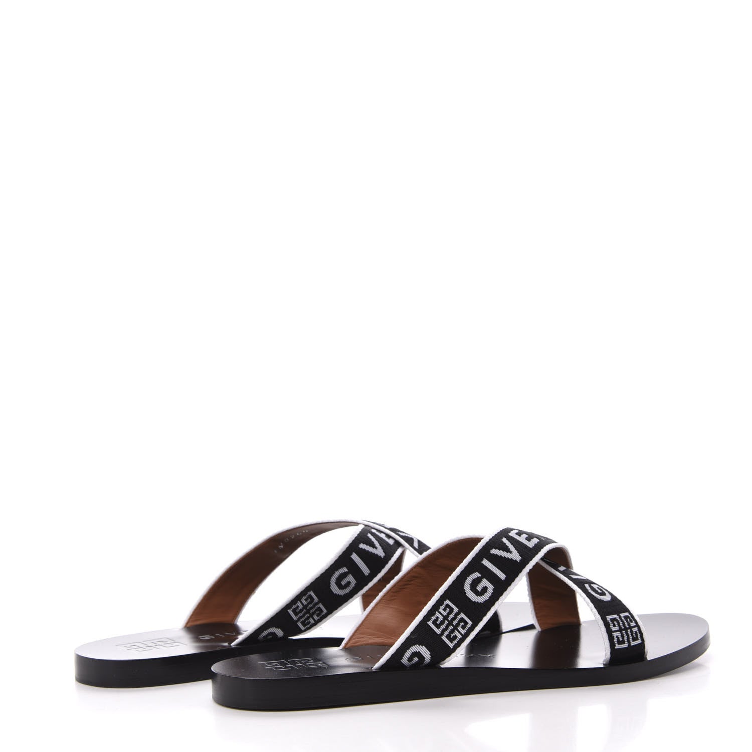 Givenchy Cotton Logo Strap Flat Sandals 40 Black White 4 of 9