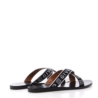 Givenchy Cotton Logo Strap Flat Sandals 40 Black White 4 of 9
