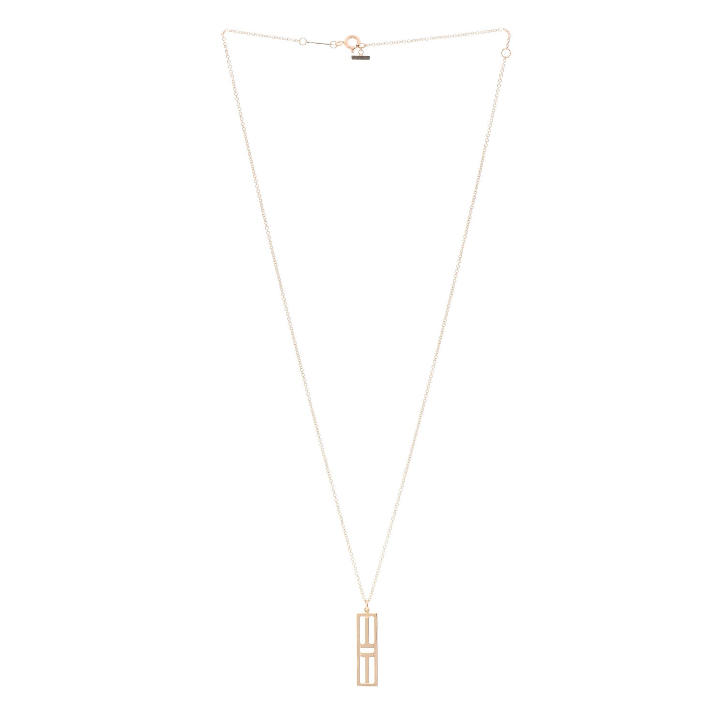 18K Rose Gold T Open Vertical Bar Pendant Necklace