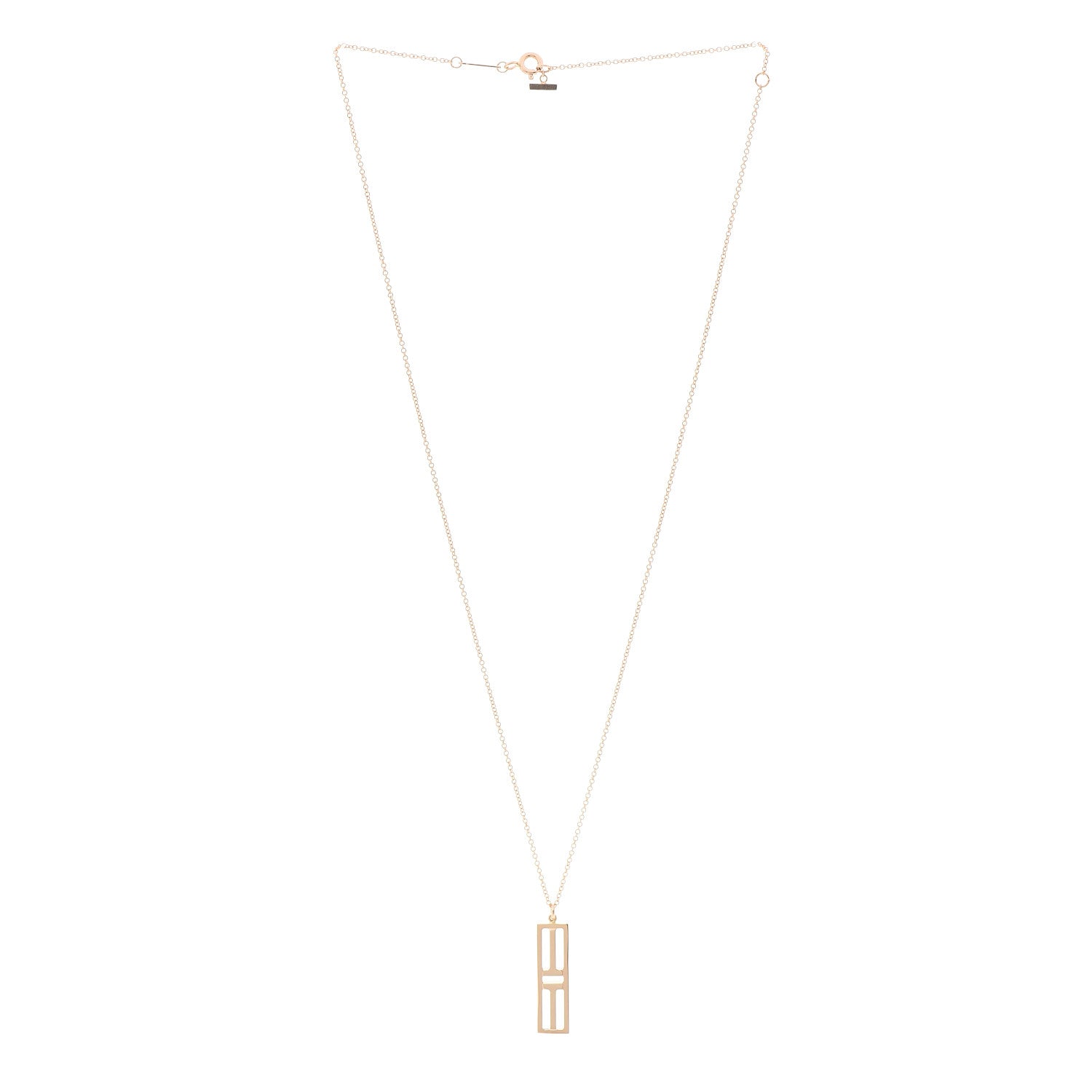Tiffany 18K Rose Gold T Open Vertical Bar Pendant Necklace 3 of 6