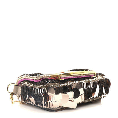 Fendi Sequin Paillettes Shiny Nappa Sex and the City Nano Maxi Buckle Baguette Charm Tortora 4 of 11