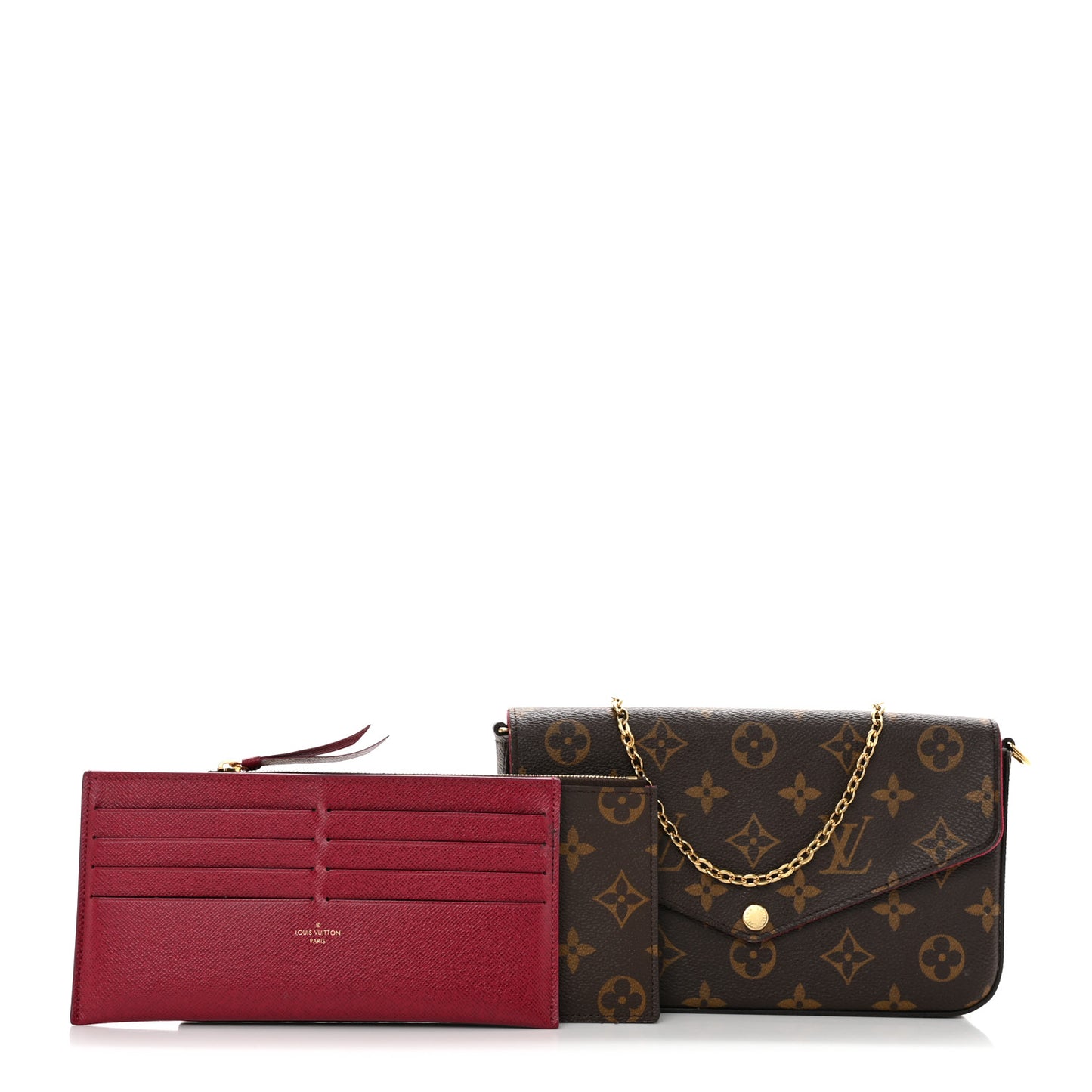 Monogram Pochette Felicie Chain Wallet Fuchsia