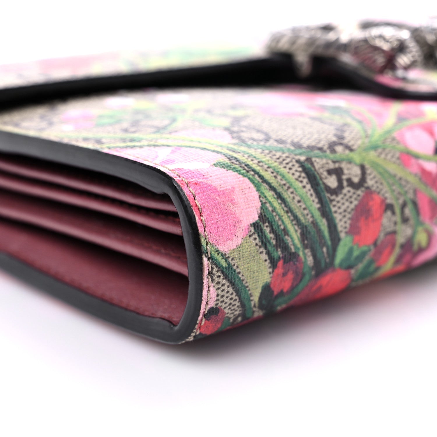 Gucci GG Supreme Monogram Blooms Mini Dionysus Chain Wallet Beige Multicolor Dry Rose 8 of 10