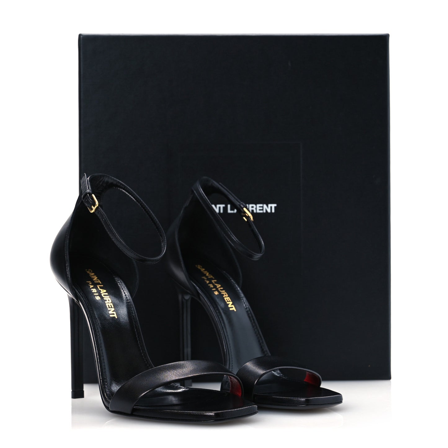 Calfskin Amber 105 Ankle Strap Sandals 36.5 Black