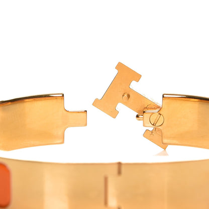 Hermes Enamel Narrow Clic Clac H Bracelet PM Orange 4 of 5