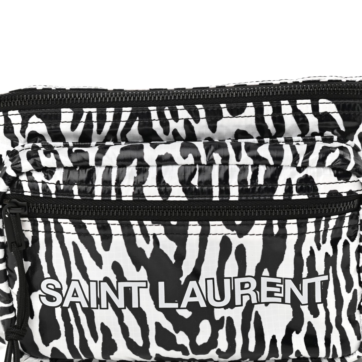 Nylon Leopard Print Belt Bag Black White