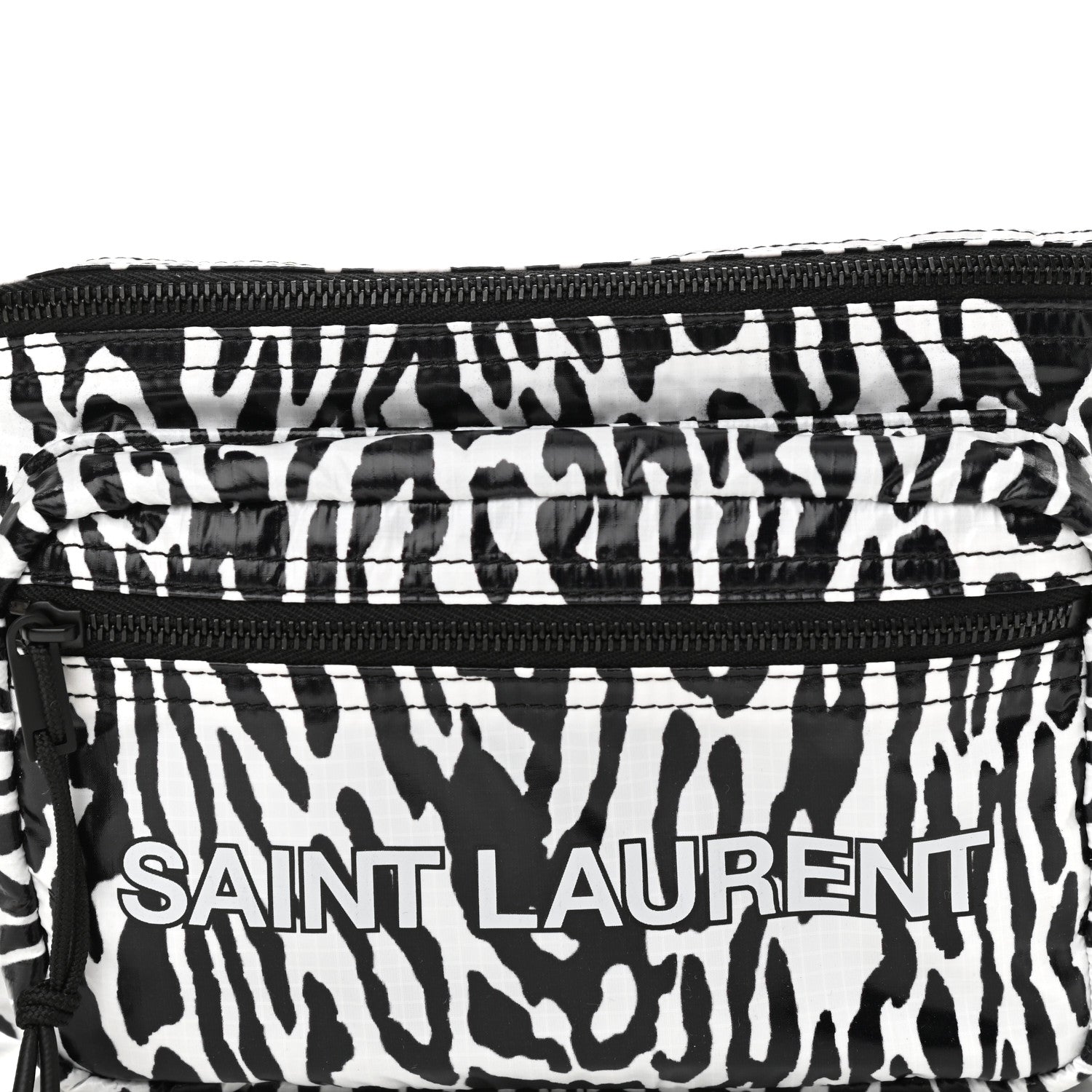 Saint Laurent Nylon Leopard Print Belt Bag Black White 7 of 9