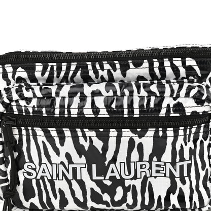 Saint Laurent Nylon Leopard Print Belt Bag Black White 7 of 9