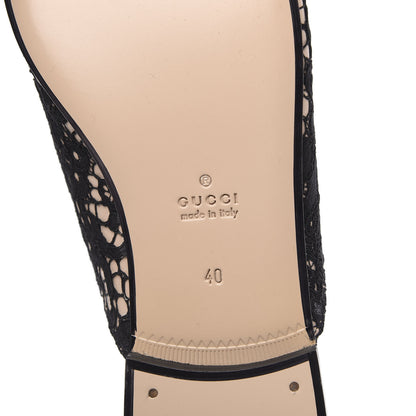 Gucci Lace Malaga Kid Womens Princetown Slippers 40 Black Skin Rose 7 of 9