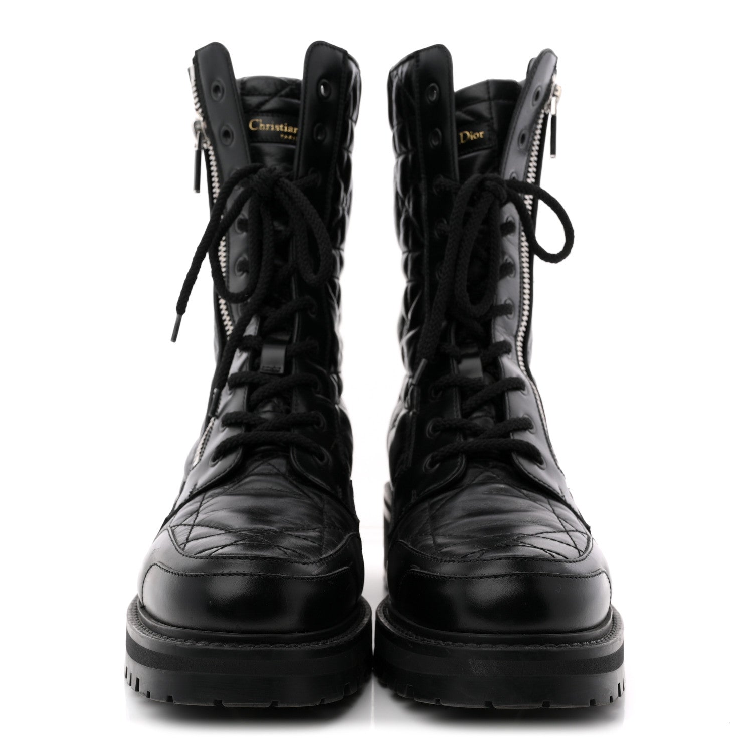 Dior D-Leader ショートブーツ37 Christian Dior Calfskin Cannage D-Leader Ankle Boots 40.5 Black