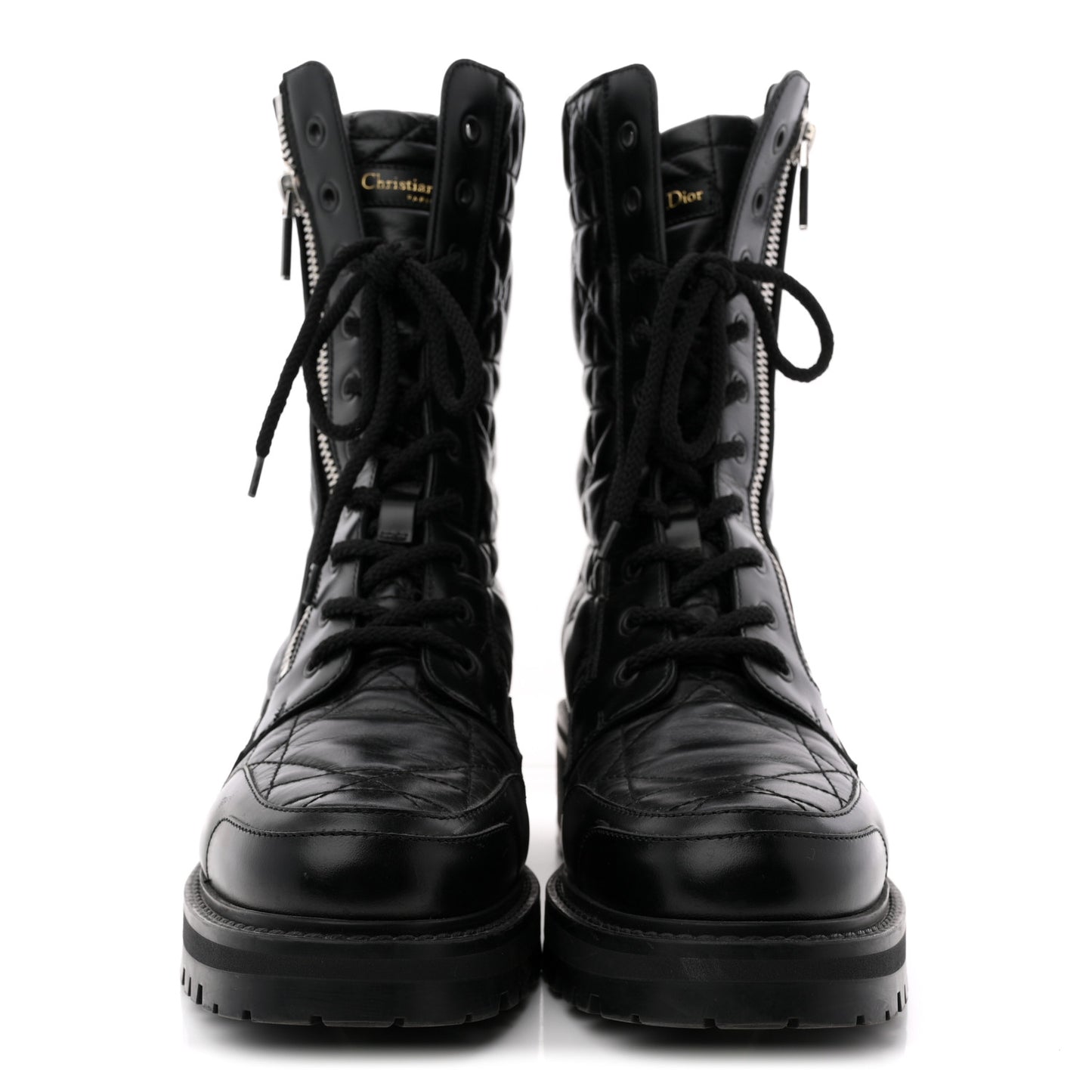 Calfskin Cannage D-Leader Ankle Boots 40.5 Black