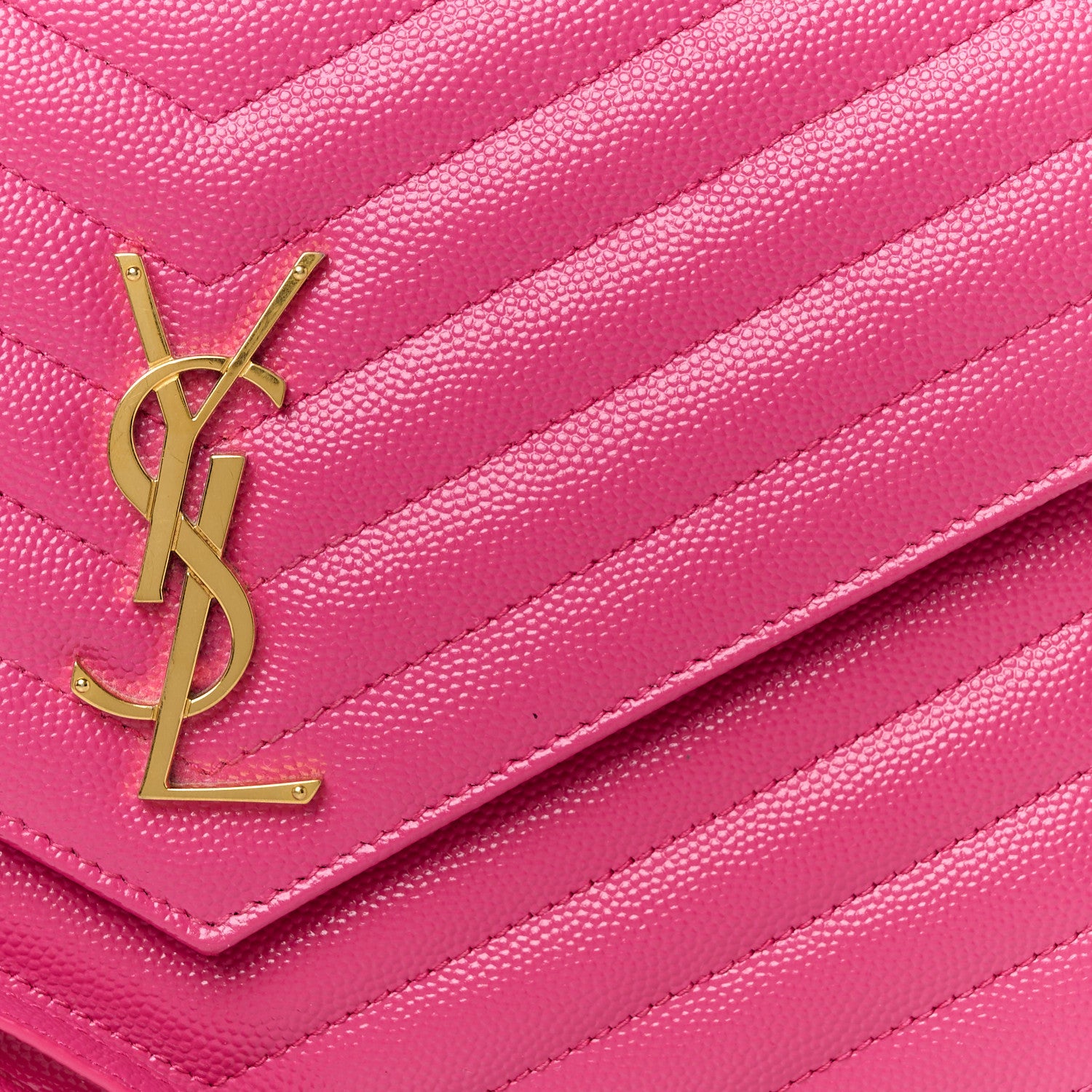 Saint Laurent Grain De Poudre Matelasse Chevron Monogram Envelope Clutch Fuchsia 8 of 8