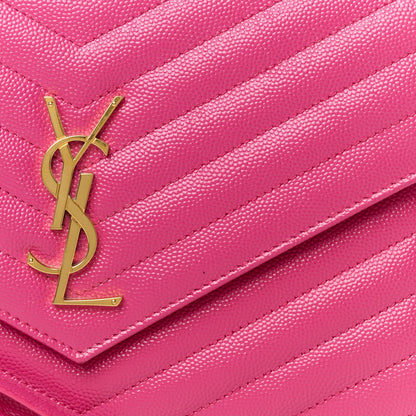 Saint Laurent Grain De Poudre Matelasse Chevron Monogram Envelope Clutch Fuchsia 8 of 8
