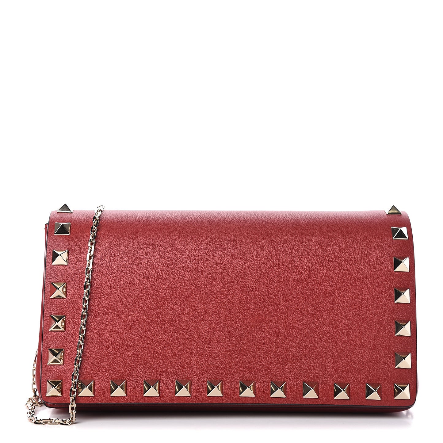 Vitello Small Rockstud Chain Flap Crossbody Bag Red