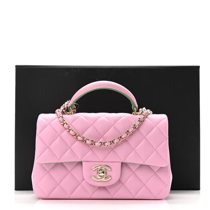 Chanel Lambskin Quilted Mini Top Handle Rectangular Flap Lilac Light Green 11 of 11