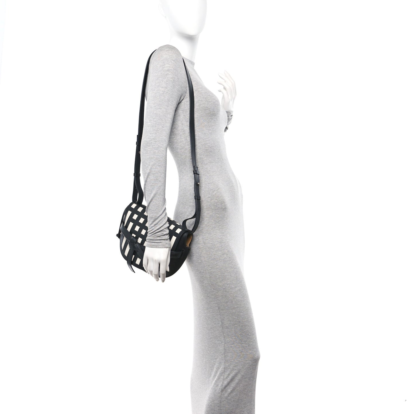 Calfskin Small Gate Crossbody Bag Black White