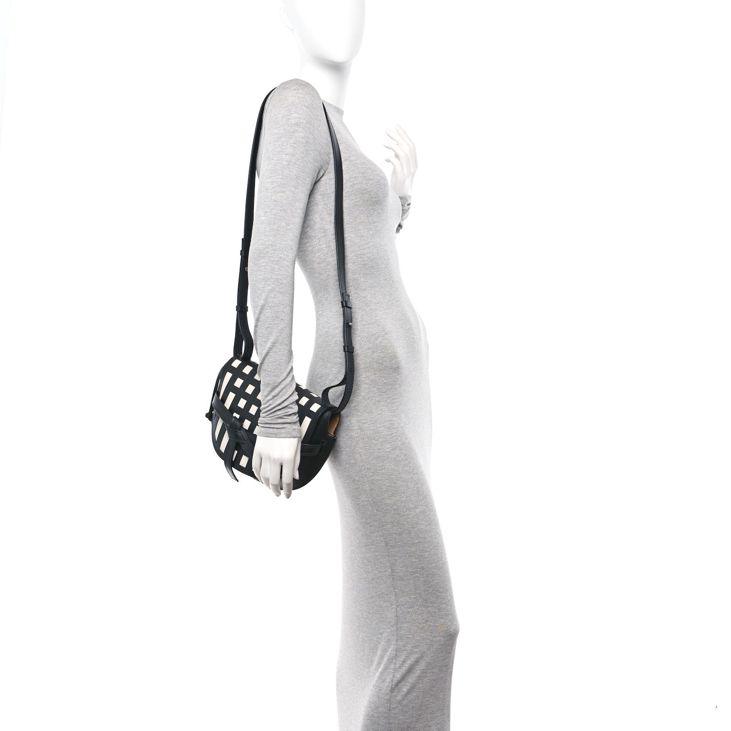 Loewe Calfskin Small Gate Crossbody Bag Black White 2 of 14
