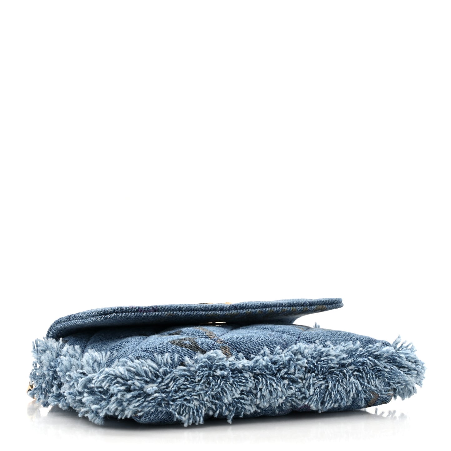 Denim Quilted Denim Mood Clutch With Chain Blue Multicolor