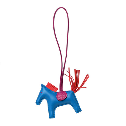 Hermes Milo Lambskin Matte Alligator Touch Grigri Rodeo Horse Bag Charm PM Bleu France Orange Poppy Framboise 3 of 5