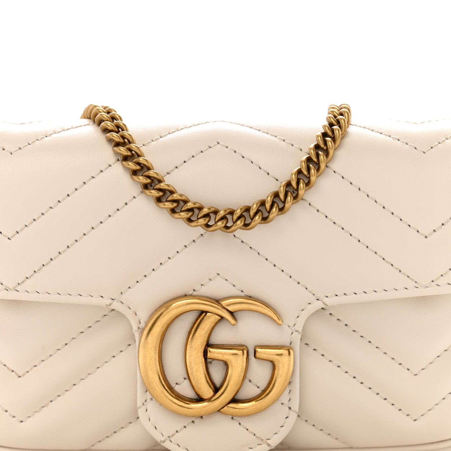 Gucci Calfskin Matelasse Super Mini GG Marmont Shoulder Bag White 8 of 12