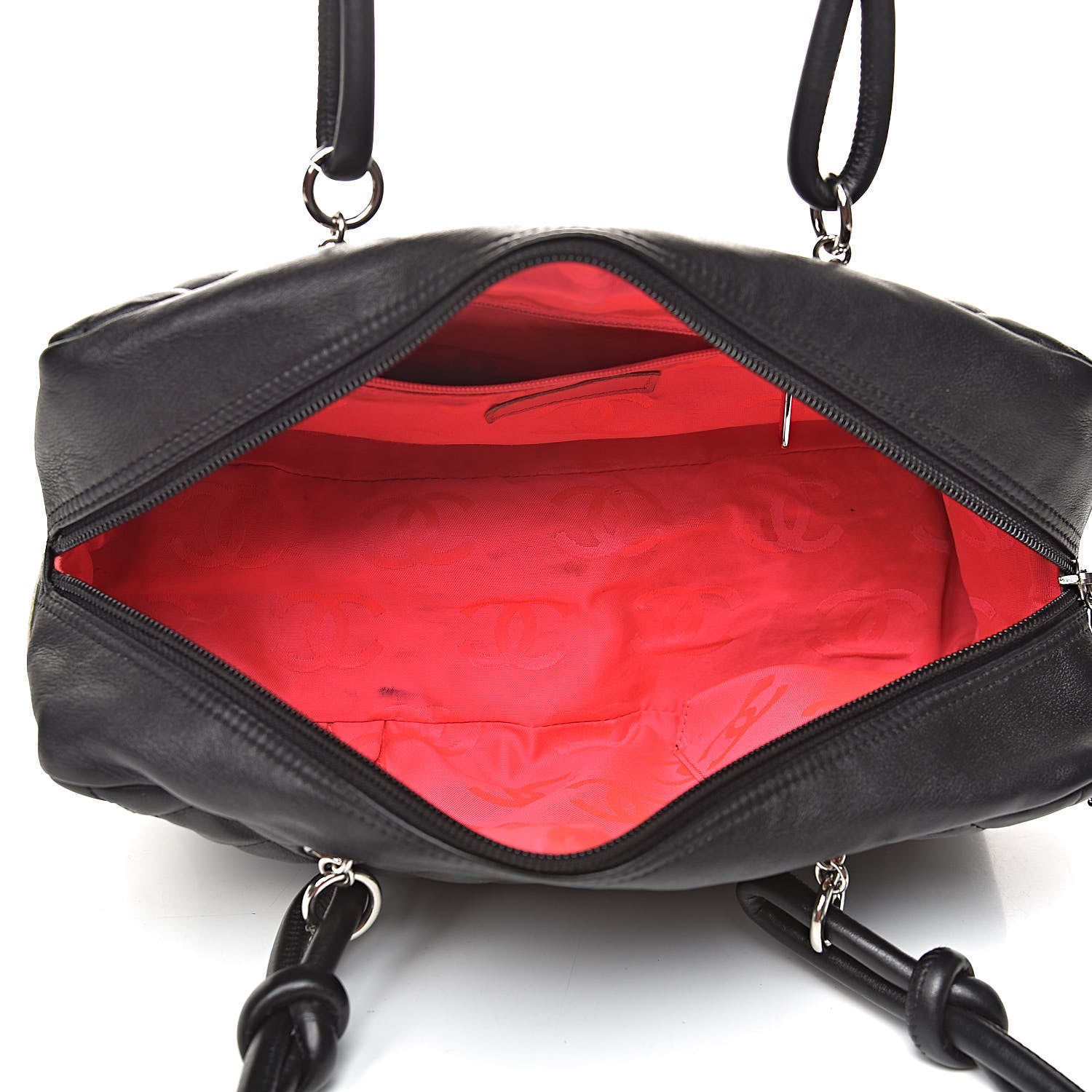 Chanel Calfskin Quilted Large Cambon Bowler Black White 5 of 14