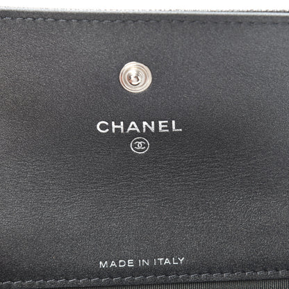 Chanel Goatskin Camellia Embossed Flap Card Holder Wallet Grey 7 of 8