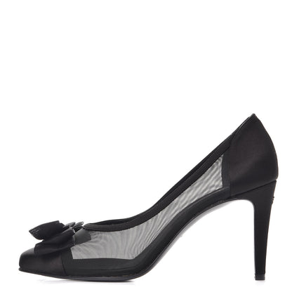 Chanel Mesh Satin Bow CC Pumps 39 Black 1 of 8