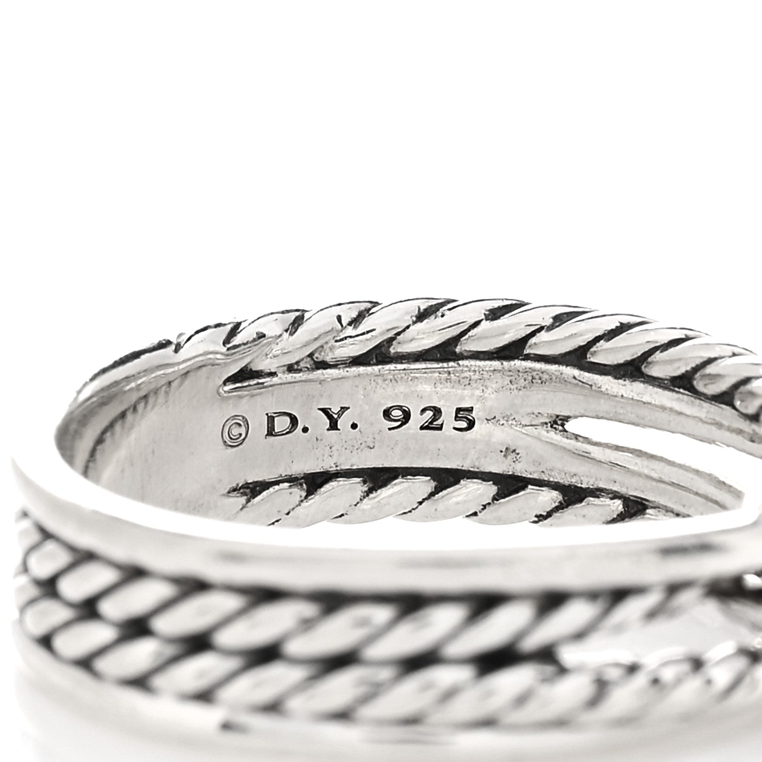 David Yurman Sterling Silver Diamond X Crossover Ring 52 6 4 of 4