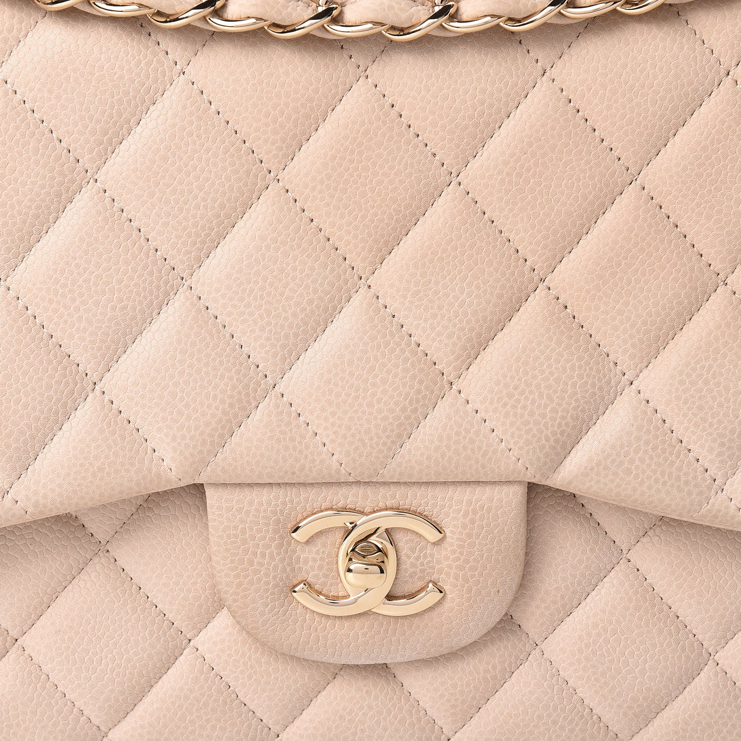 Chanel Iridescent Caviar Quilted Jumbo Double Flap Beige 8 of 14