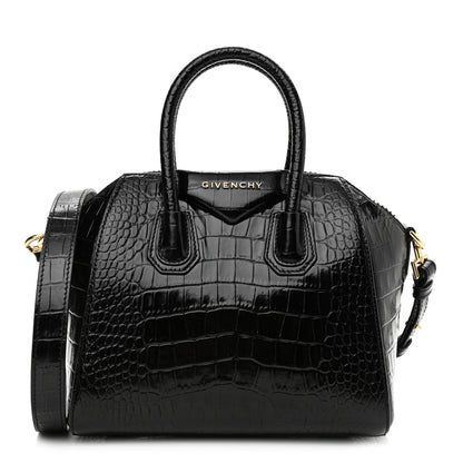Givenchy Calfskin Crocodile Embossed Mini Antigona Black 1 of 10