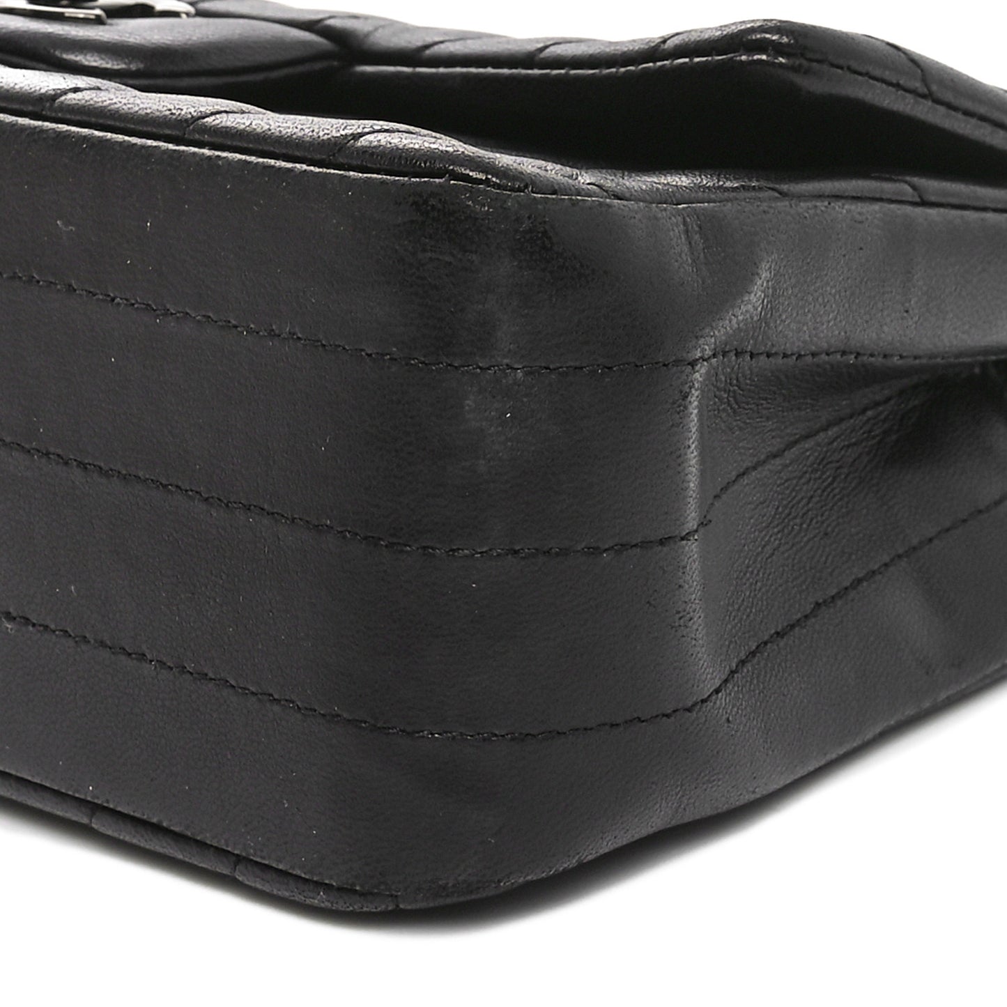 Lambskin Chevron Quilted Mini Rectangular Flap So Black