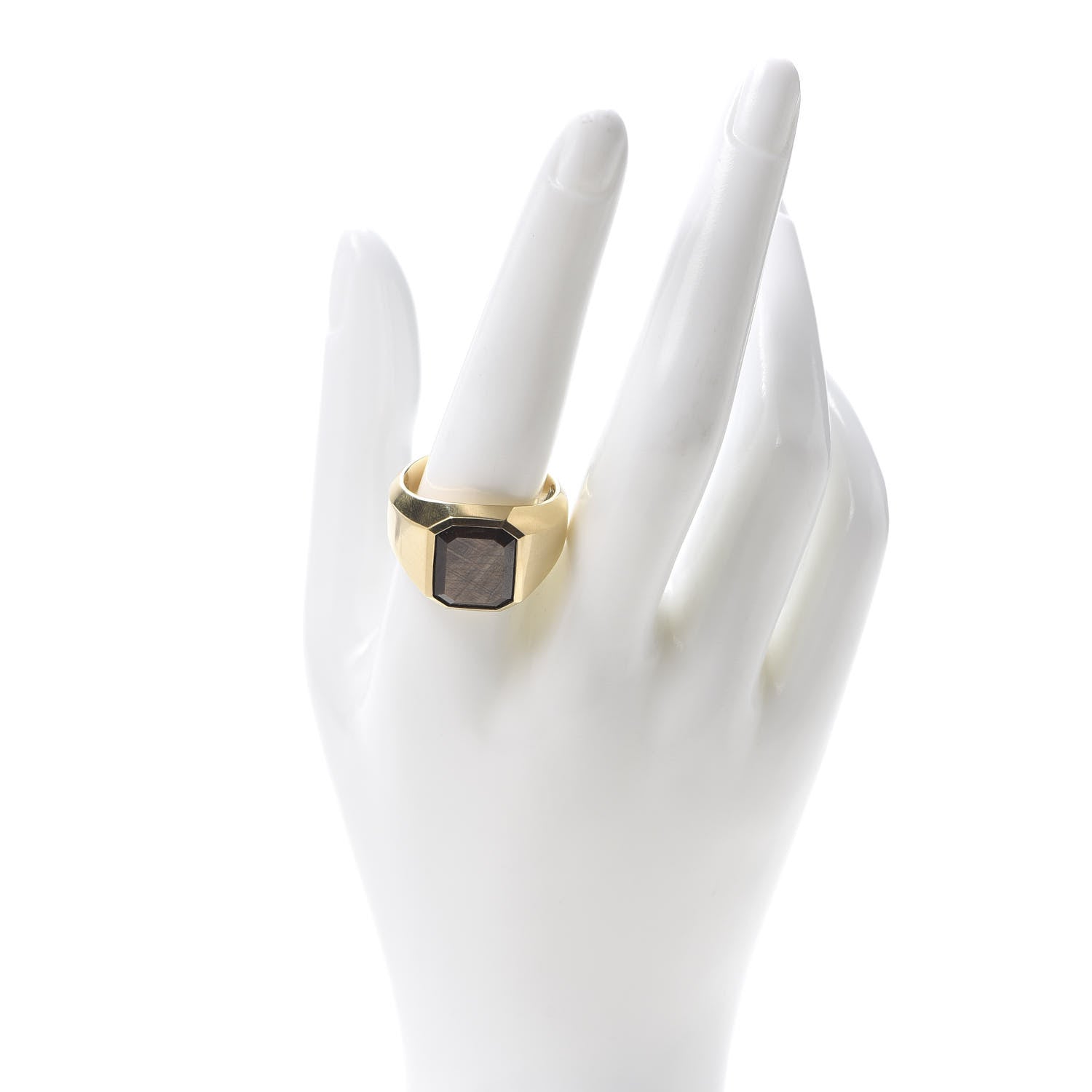 David Yurman 18K Yellow Gold Golden Sheen Sapphire 17MM Signet Ring 62 10 2 of 5