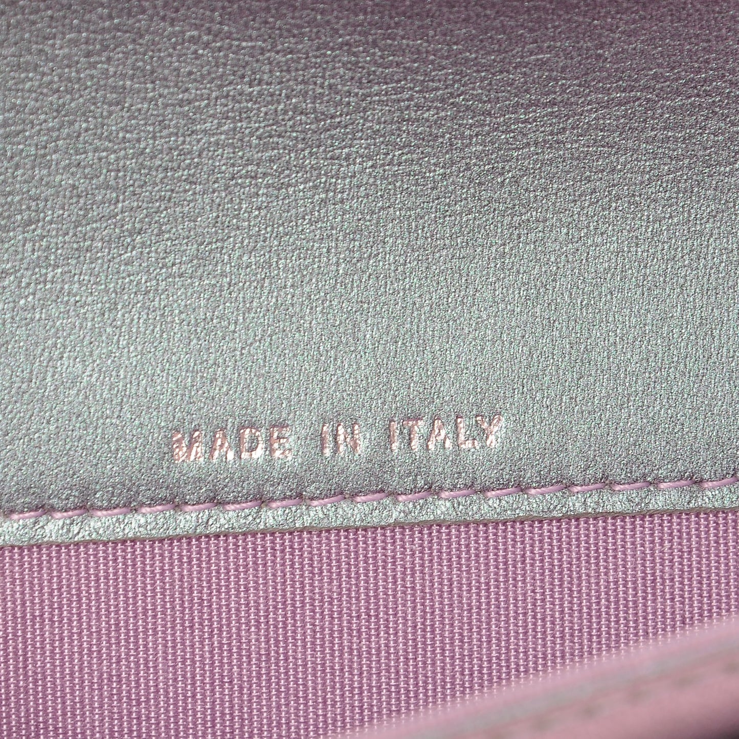 Iridescent Lambskin Quilted Reissue Flap Card Holder Light Purple