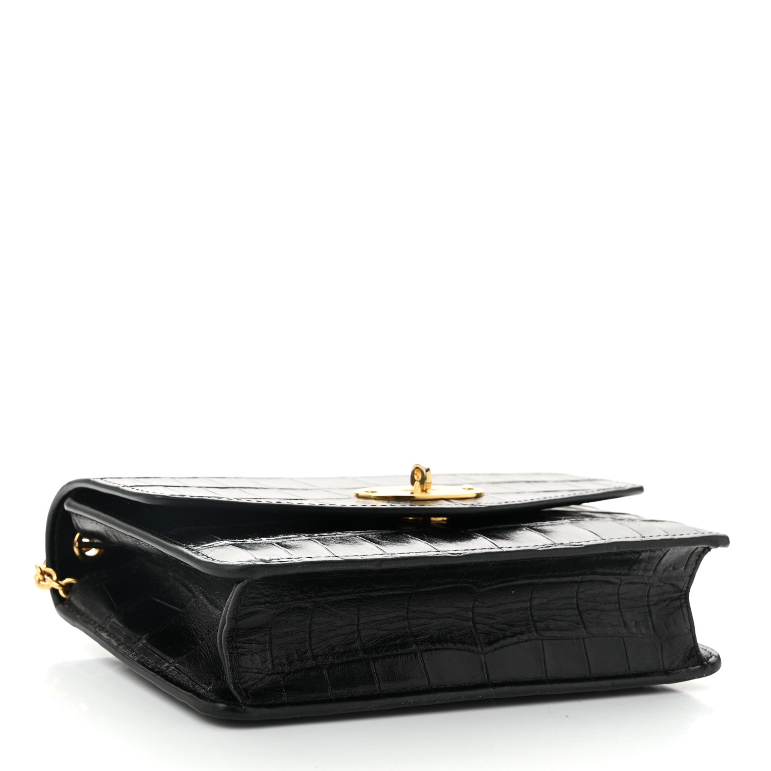 Mulberry Crocodile Embossed Calfskin Small Darley Black 4 of 10