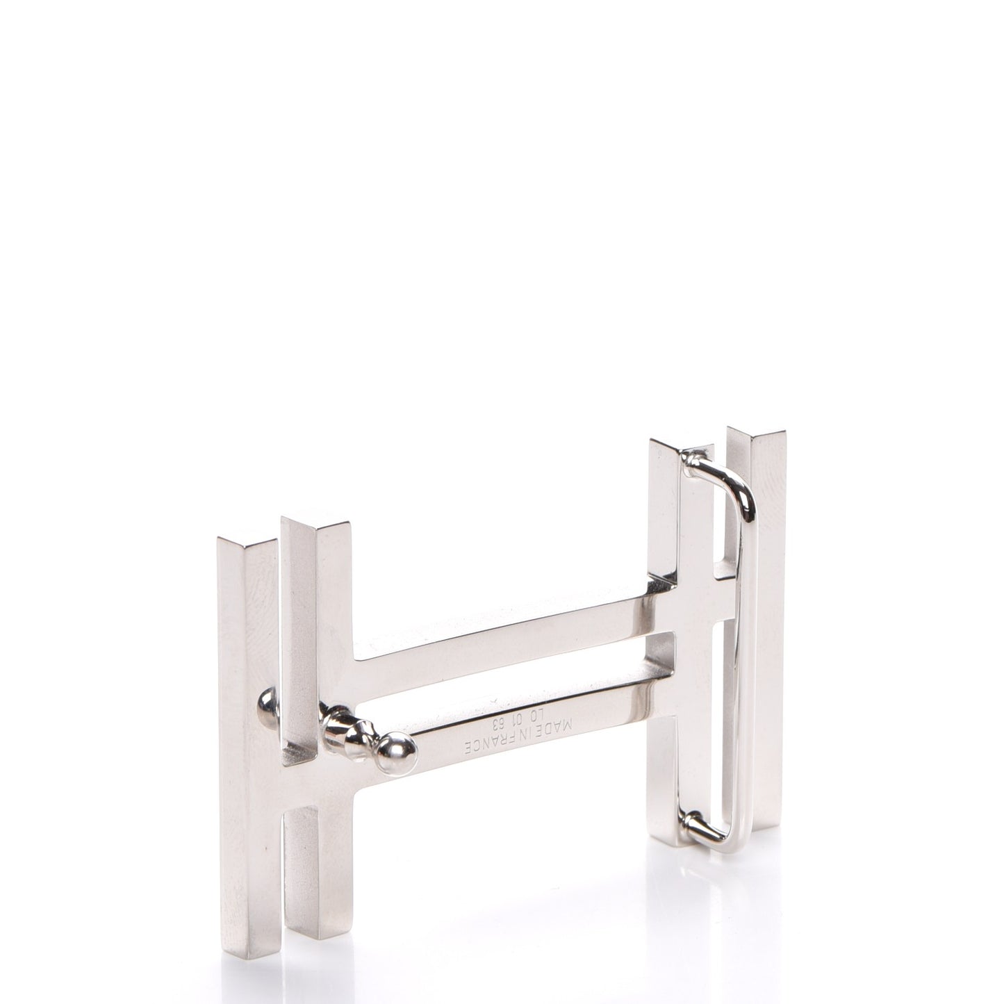 Brushed Polished Palladium Au Carre 32mm Double H Belt Buckle