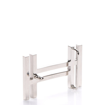 Hermes Brushed Polished Palladium Au Carre 32mm Double H Belt Buckle 3 of 6