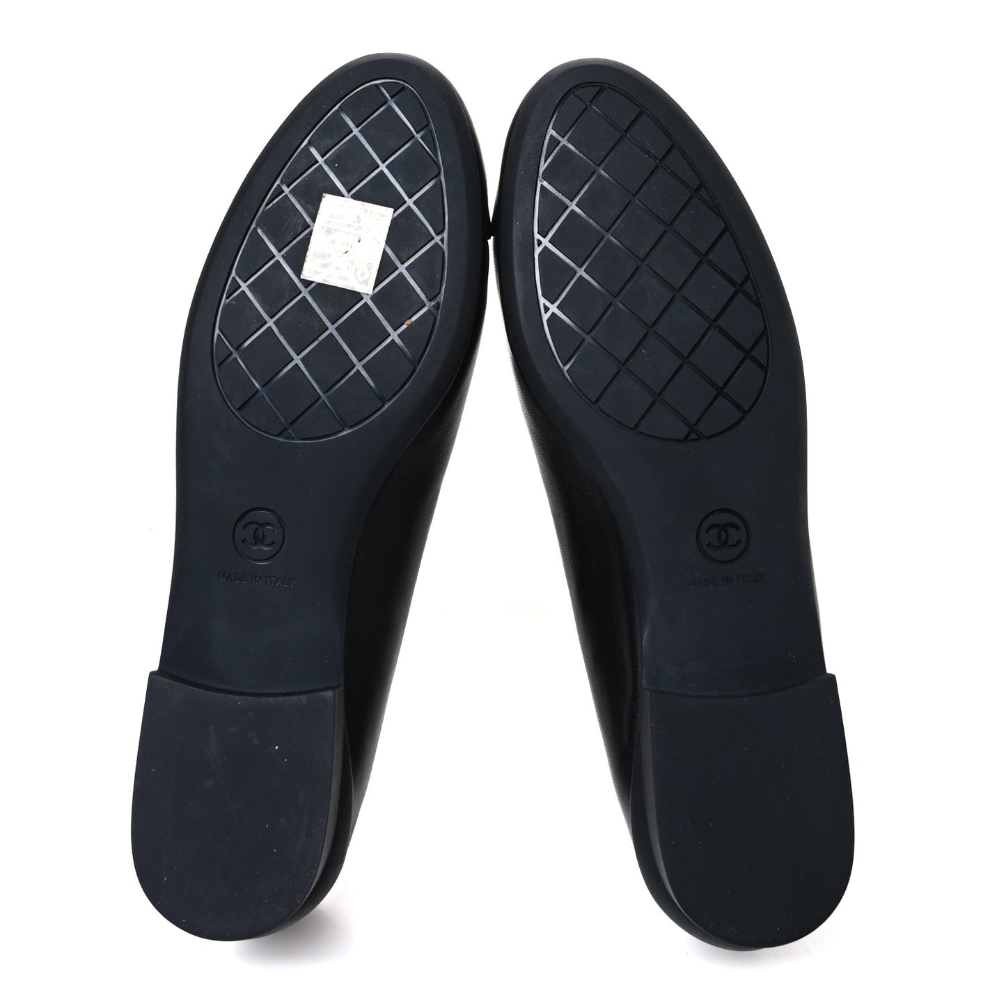 Lambskin Cap Toe CC Uniform Ballerina Flats 36.5 Black