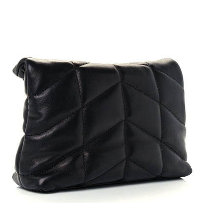 Saint Laurent Lambskin Monogram Loulou Puffer Pouch Clutch Black 3 of 9